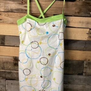 Vintage Magic And Lou White Dress Multicolor Dots Size 14